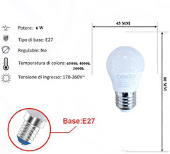 Lampadina Led 6W E27 G45
