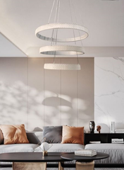 Lampadario Led 62watt Design Ad Anelli Effetto Cristallo Lp26