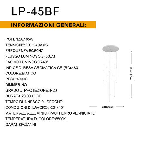 Lampadario Moderno A Sospensione Lp 45