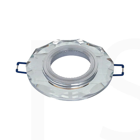 Portafaretto Da Incasso Rotondo In Vetro Effetto Specchio 60Mm P6-Gu10