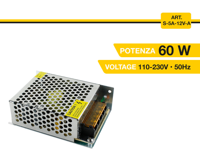 Trasformatore Alimentatore Universale 12V 5A 60W