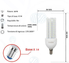 Lampadina Led a U Trasparente 18W E14