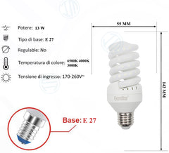 Lampadina Led a Spirale Opaca 13W E27