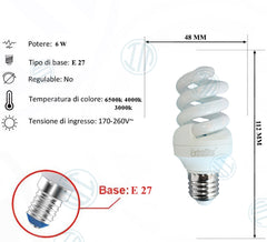 Lampadina Led a Spirale Opaca 6W E27