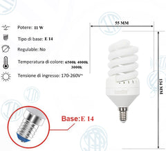 Lampadina Led a Spirale Opaca 11W E14