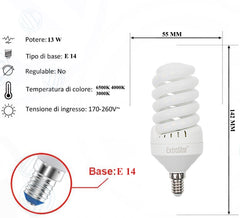 Lampadina Led a Spirale Opaca 13W E14