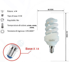 Lampadina Led a Spirale Opaca 6W E14