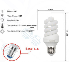 Lampadina Led a Spirale Opaca 8W E27