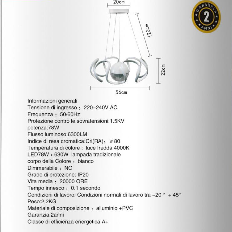 Lampadario Moderno Lampada Da Soffitto 78w Luce Bianca