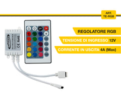 Mini Centralina Rgb Controller Ir 2 Uscite Per Strip Led Telecomando 12V Te-Rgb2