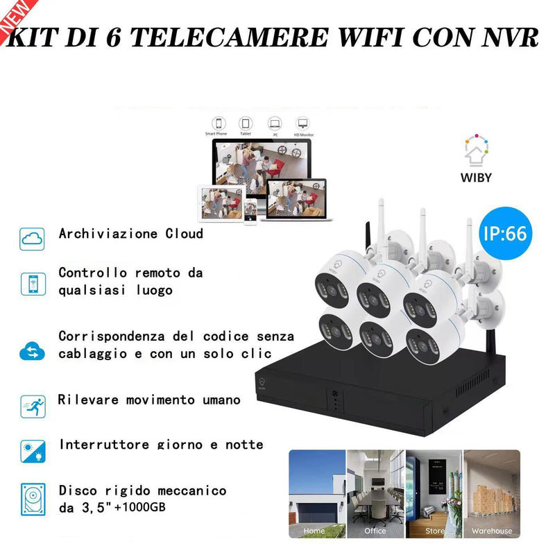 Kit Di 6 Telecamere Smart Wifi con Nvr  8+6