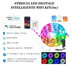 Striscia Led Digitale Intelligente Wifi Kit 5m 24w Xz-D031