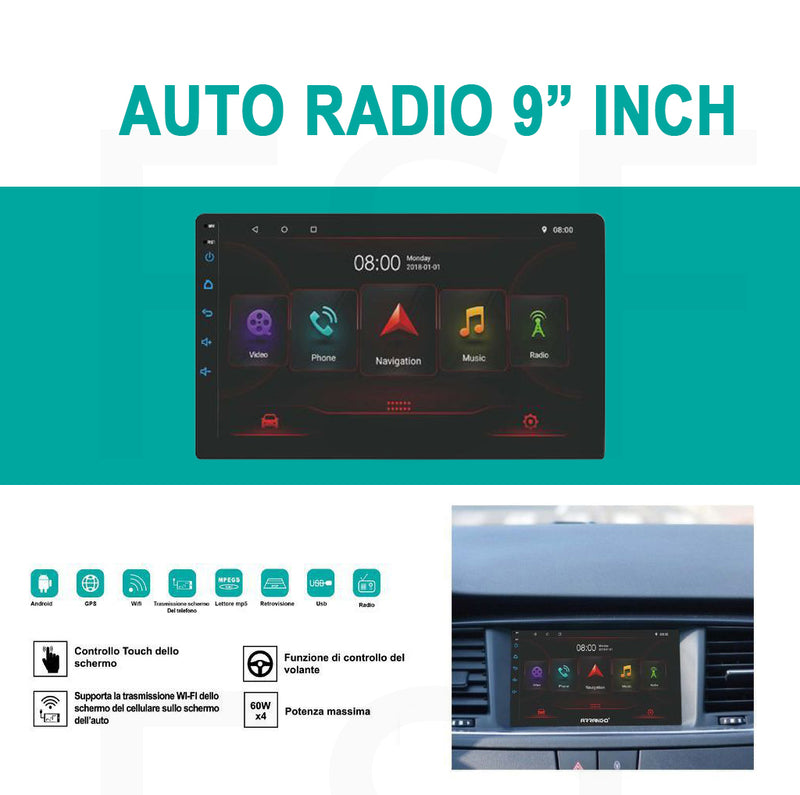 Autoradio Multimediale Arrango Ac76368 Schermo Lcd 9 Pollici