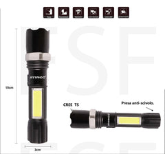 Torcia Luce Led Ricaricabile Zoom Flash Cob