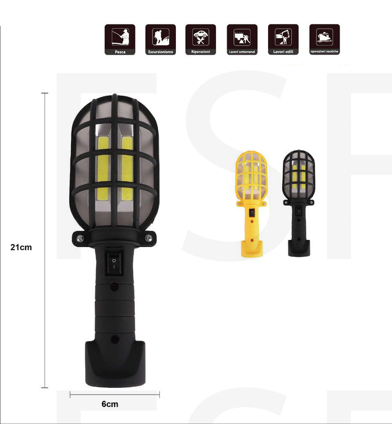 Lampada Torcia Da Lavoro Led per Officina Pesca Garage con Gancio