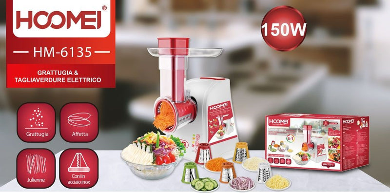 Grattugia Multifunzione Elettrica Affettaverdure Tagliaverdure Coni Acciaio Inox