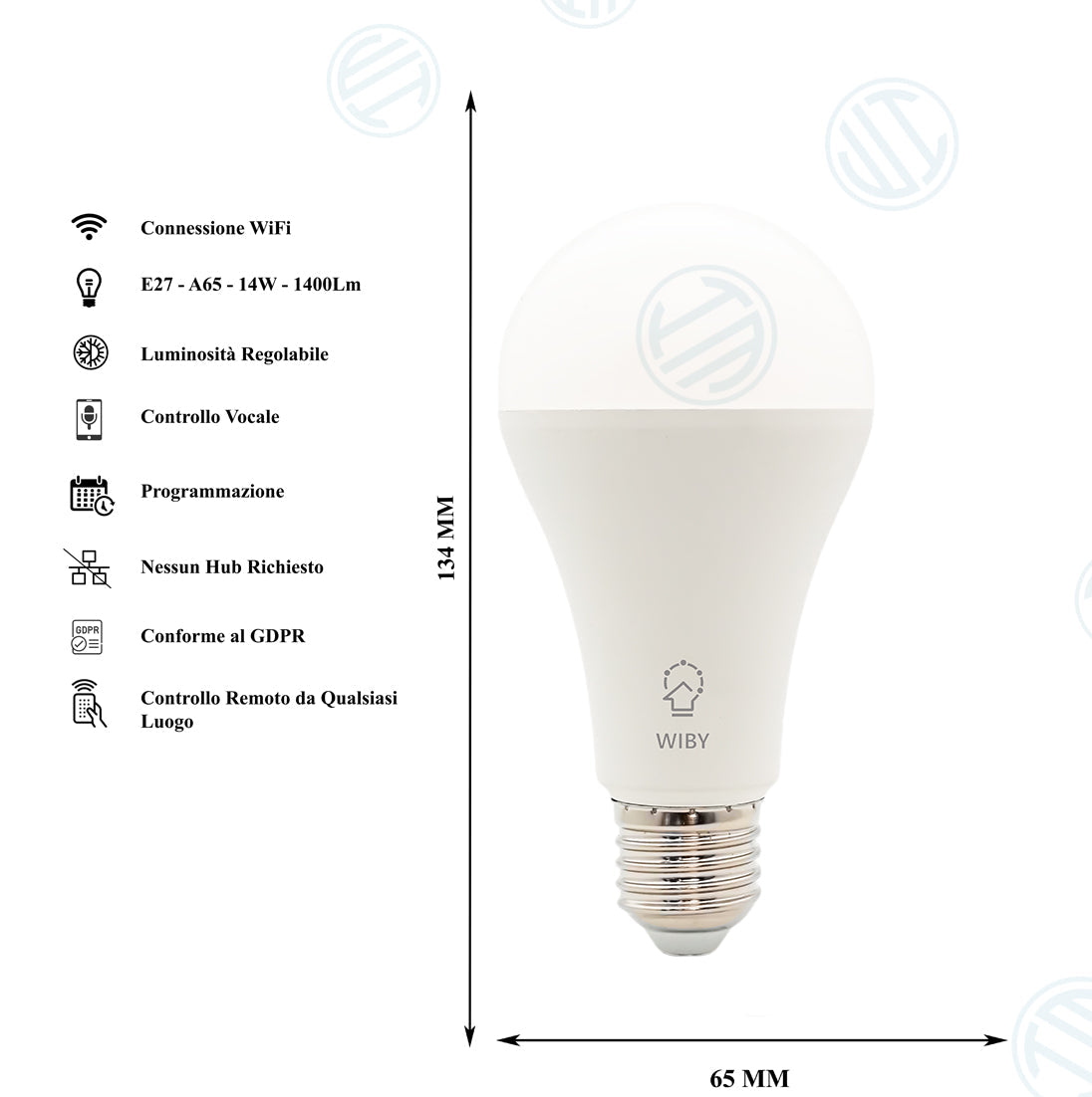 Lampadina Intelligente Smart WiFi A65 14W