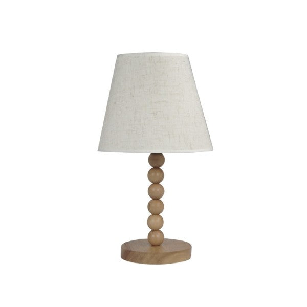 Lampada Tavolo Con Base In Legno Con Motivo Paralume Bianco Attacco E27