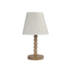 Lampada Tavolo Con Base In Legno Con Motivo Paralume Bianco Attacco E27