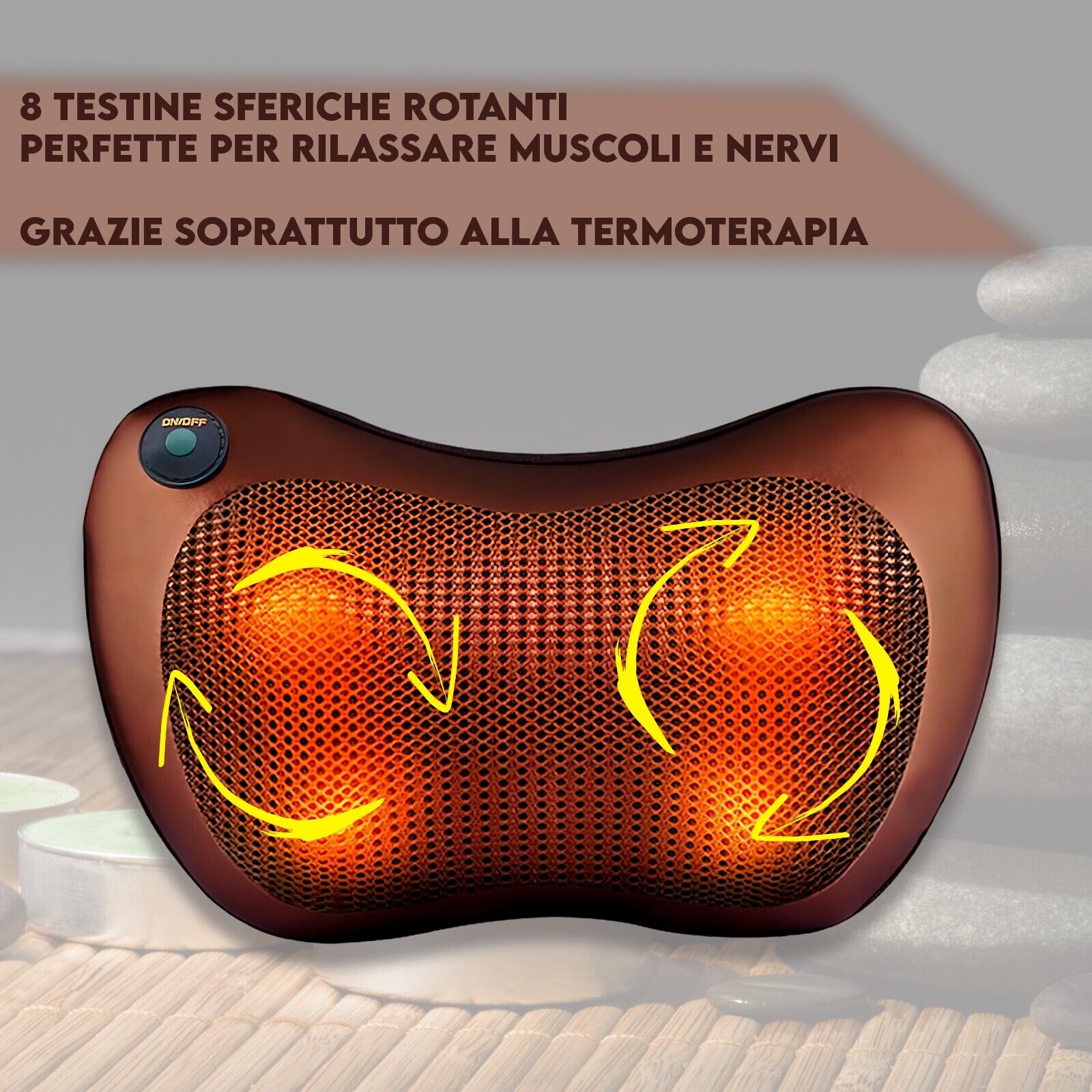 Cuscino Massaggiante Cervicale, Massaggiatore Muscolare Shiatsu Elettrico  con Calore, 3 Velocita, 8 Nodi di Massaggio e Cambio di Direzione, Allevia  il Dolore Cervicale Schiena Spalle Vita Gambe Piedi : : Salute e