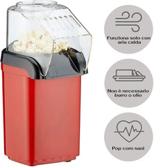 Macchina Per Pop Corn Elettrica 1400w Popcorn Senza Olio Feste Ad Aria Calda