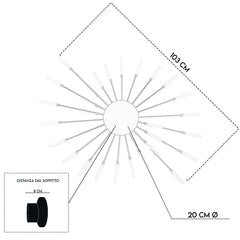 Lampadario A Sospensione Soffitto Plafoniera Led Moderno Nero Soggiorno Cucina