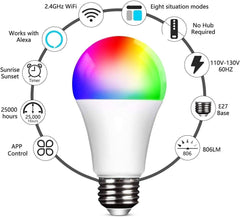 Lampadina Intelligente Smart WiFi Compatibile con Alexa