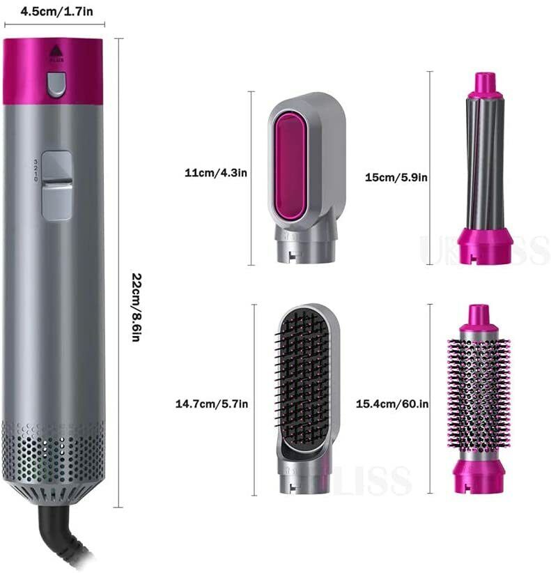 Phon Spazzola Asciugacapelli 5 In 1 Accessori Intercambiabili Ceramica e Ioni