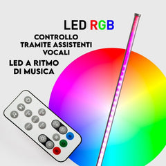 Lampada da terra a stelo LED design minimal moderno telecomando RGB barra 148CM