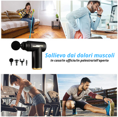 Mini Pistola Massaggio Muscolare Massage Gun 4 Testine 6 Modalità Di Velocità
