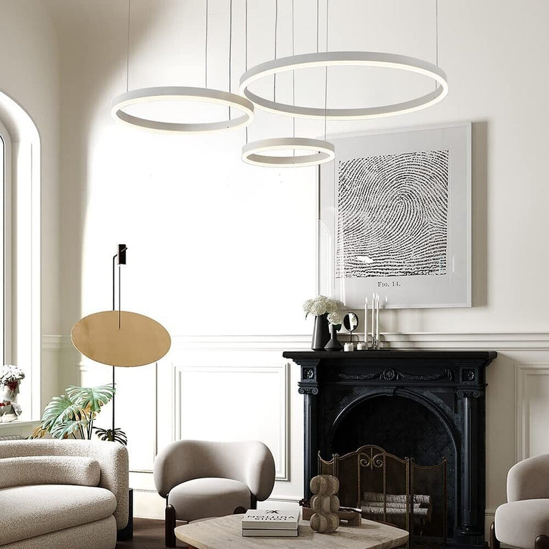 Lampadario Led A Sospensione Moderno Con 3 Anelli 52 Watt Lampada 6500K Luce Fredda