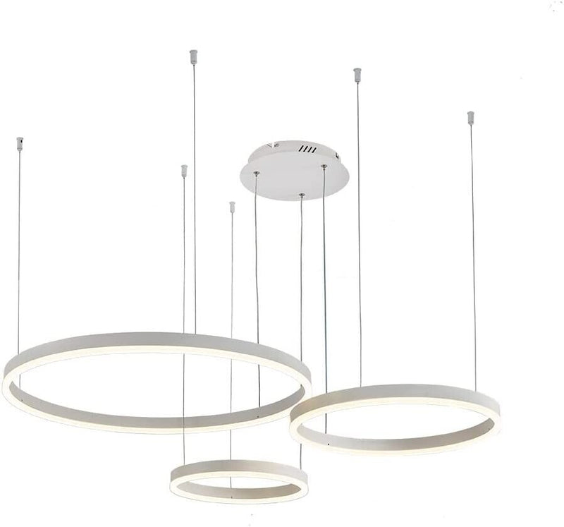 Lampadario Led A Sospensione Moderno Con 3 Anelli 52 Watt Lampada 6500K Luce Fredda