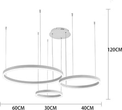Lampadario Led A Sospensione Moderno Con 3 Anelli 52 Watt Lampada 6500K Luce Fredda