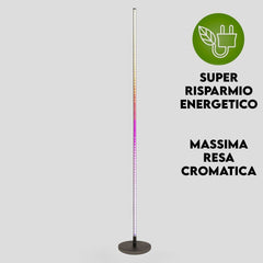 Lampada da terra a stelo LED design minimal moderno telecomando RGB barra 148CM