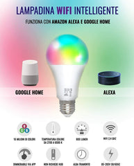 Lampadina Intelligente Smart WiFi Compatibile con Alexa