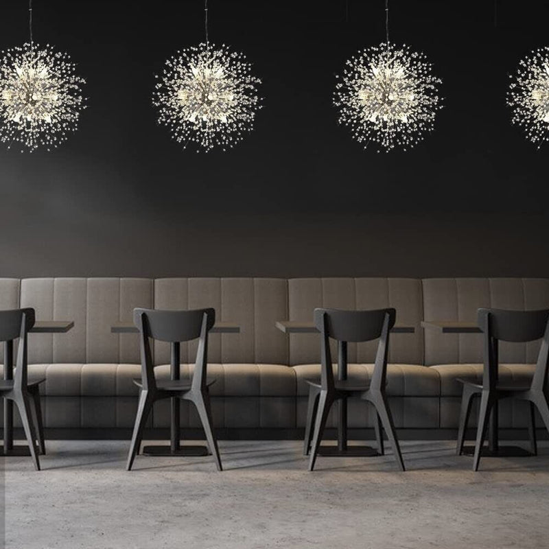 Lampadario 9 Luci Led Soffione Forma Di Fuoco D’artificio Cristalli Moderno