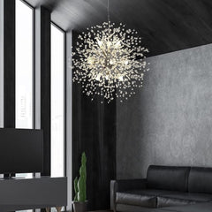 Lampadario 9 Luci Led Soffione Forma Di Fuoco D’artificio Cristalli Moderno