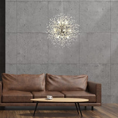 Lampadario 9 Luci Led Soffione Forma Di Fuoco D’artificio Cristalli Moderno
