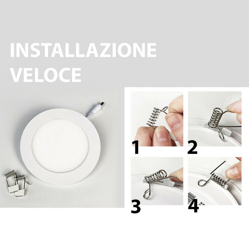 Pannello Led Faretto Da Incasso Da 3w 6w 12w 18w 24w Quadrato Tondo Ultra Slim