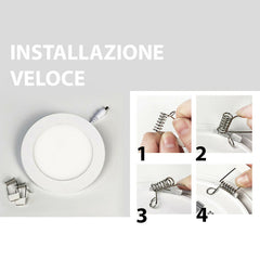 Pannello Led Faretto Da Incasso Da 3w 6w 12w 18w 24w Quadrato Tondo Ultra Slim