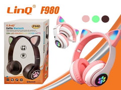 Cuffie Bluetooth Wireless Led Gatto Smartphone Pc Gaming Microfono Aux