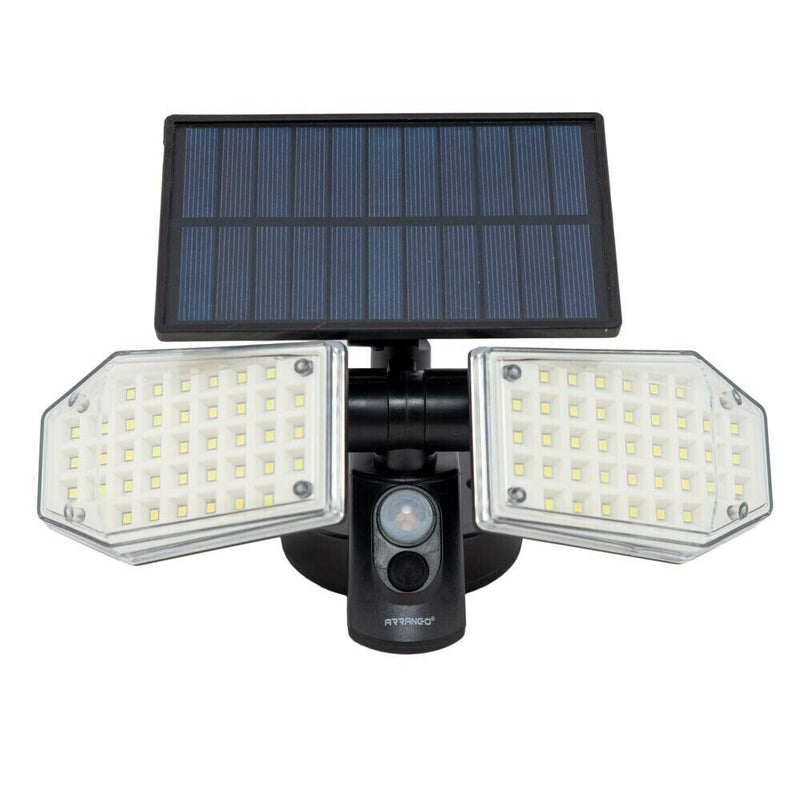 Lampada Solare LED da parete con pannello con sensore di movimento Luce Fredda