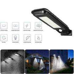 Faro Lampione Stradale Pannello Solare Fotovoltaico Sensore 60 Led Smd