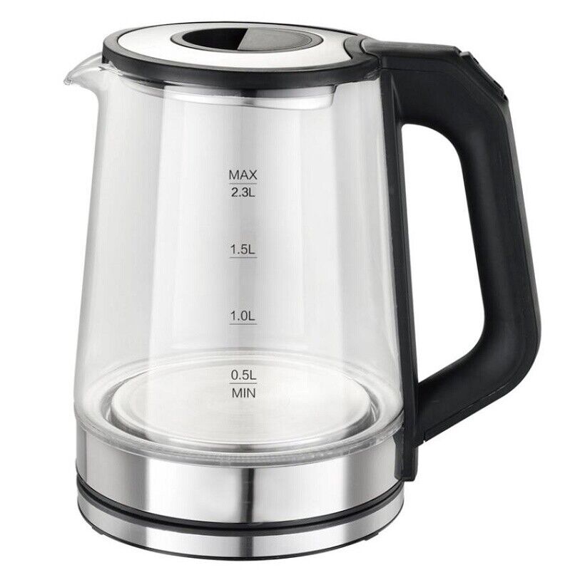 Bollitore elettrico vetro acciaio inox 2,3 Litri 2000W scalda bevande tisane the