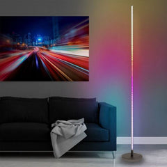 Lampada da terra a stelo LED design minimal moderno telecomando RGB barra 148CM